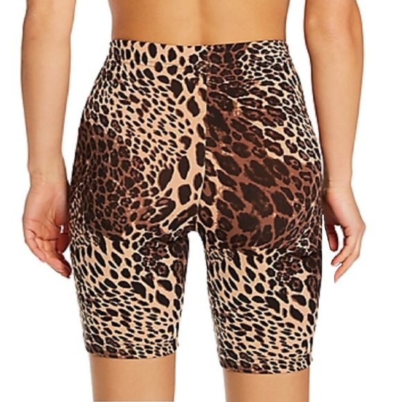 new Size 2XL HUE Women's Essentials BROWN Leopard Cotton Bike Shorts - Picture 3 of 7